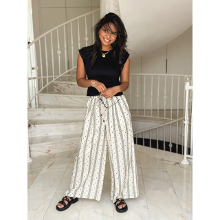 Pantalon à motifs Elysea - Ecru