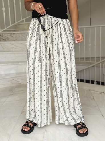 Pantalon à motifs Elysea - Ecru