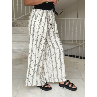 Pantalon à motifs Elysea - Ecru