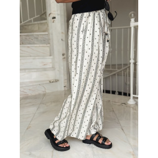 Pantalon à motifs Elysea - Ecru