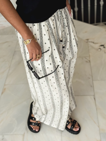 Pantalon à motifs Elysea - Ecru