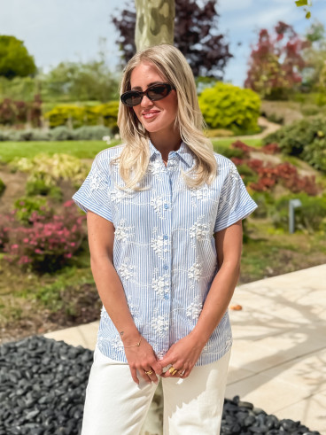 Chemise lignée Madina - Bleu