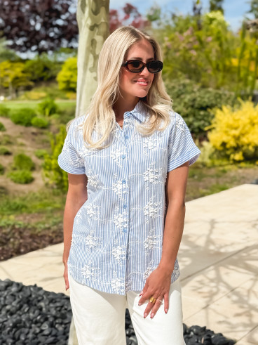 Chemise lignée Madina - Bleu