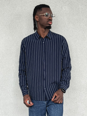 Chemise lignée Eden - Bleu marine