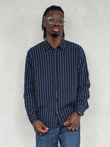 Chemise lignée Eden - Bleu marine