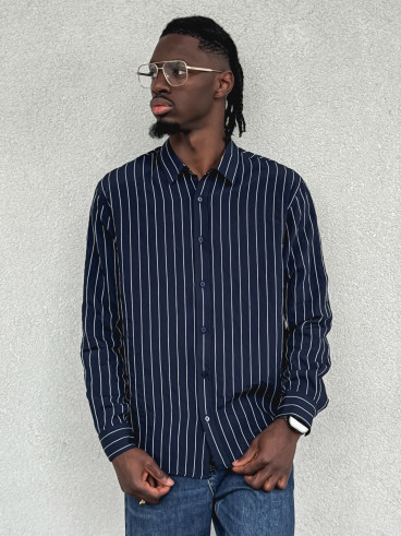 Chemise lignée Eden - Bleu marine