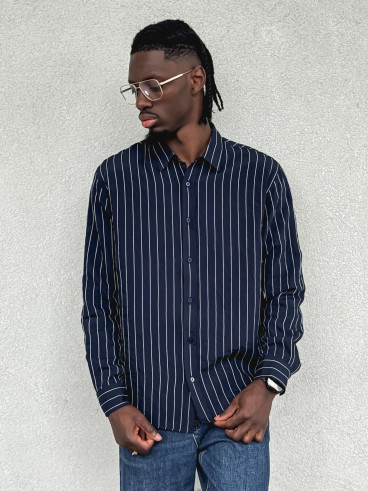 Chemise lignée Eden - Bleu marine