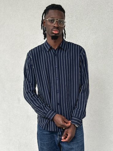 Chemise lignée Eden - Bleu marine