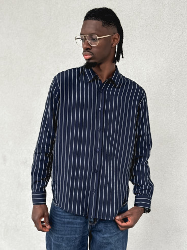 Chemise lignée Eden - Bleu marine