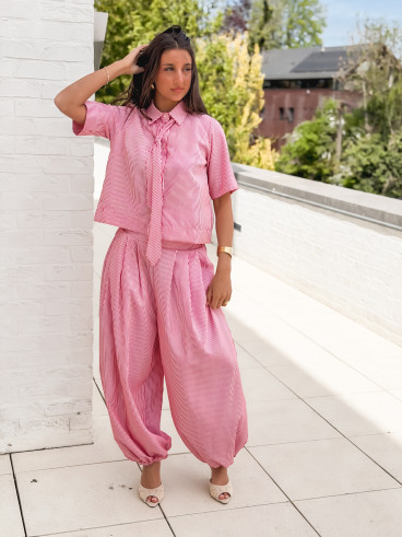 Chemise lignée Auralys - Rouge