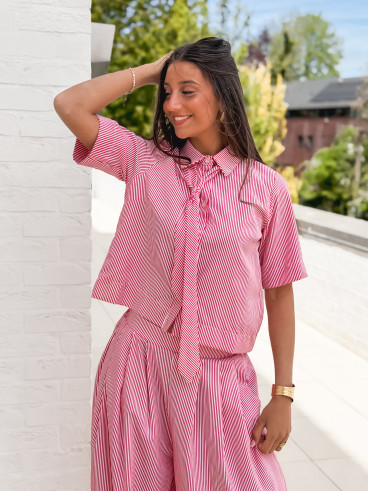 Chemise lignée Auralys - Rouge