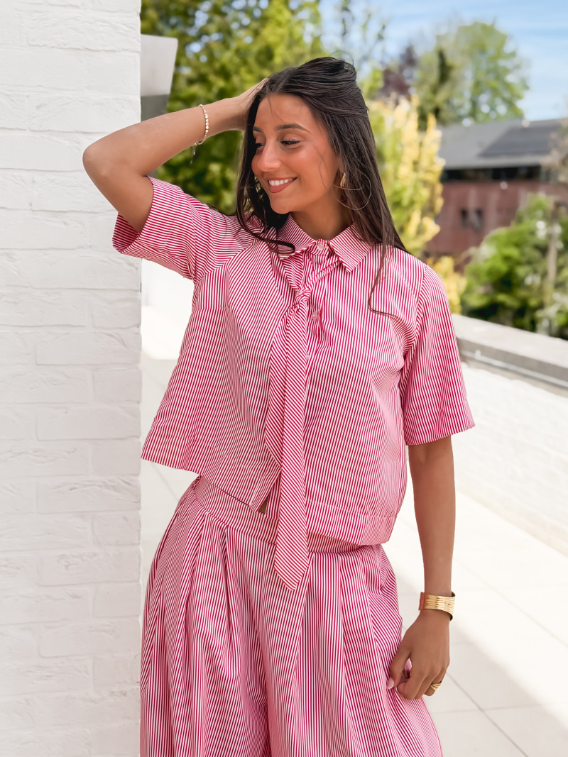 Chemise lignée Auralys - Rouge
