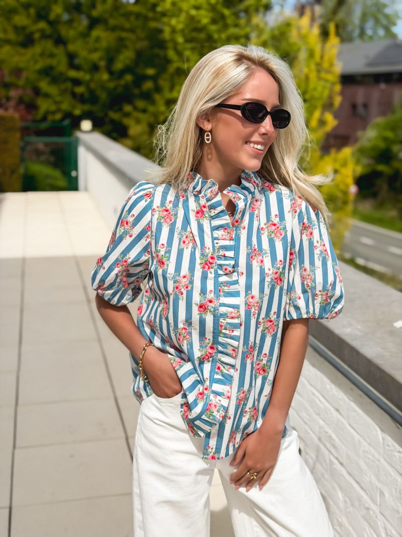 Chemisier ligné Kyla - Bleu