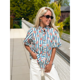 Chemisier ligné Kyla - Bleu