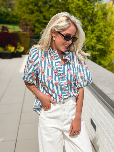 Chemisier ligné Kyla - Bleu