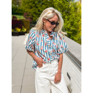 Chemisier ligné Kyla - Bleu