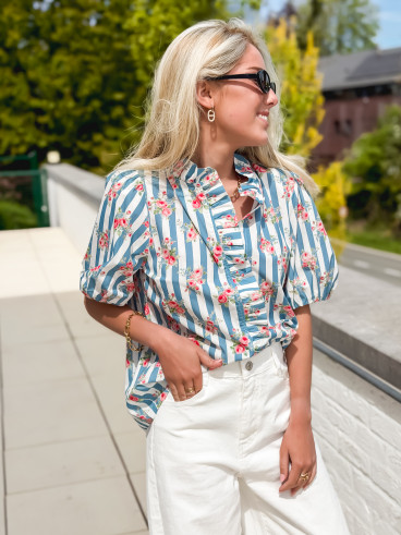 Chemisier ligné Kyla - Bleu