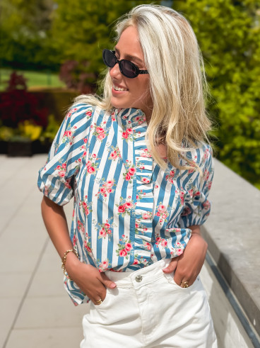 Chemisier ligné Kyla - Bleu