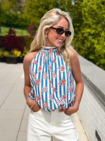 Blouse lignée Enelia - Bleu