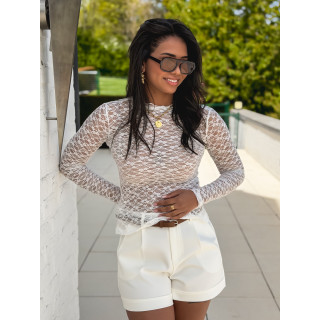 Blouse en dentelle Maëlise - Blanc