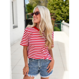 T-shirt ligné Orlaya - Rouge/Blanc