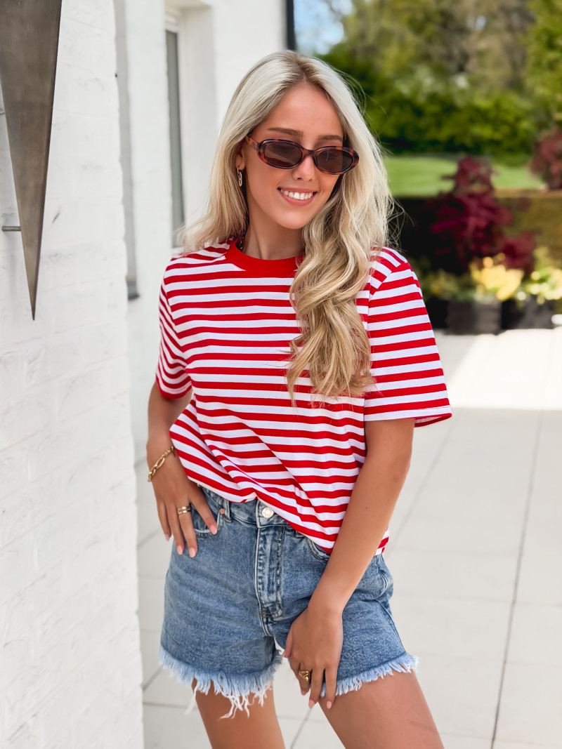 T-shirt ligné Orlaya - Rouge