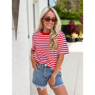 T-shirt ligné Orlaya - Rouge