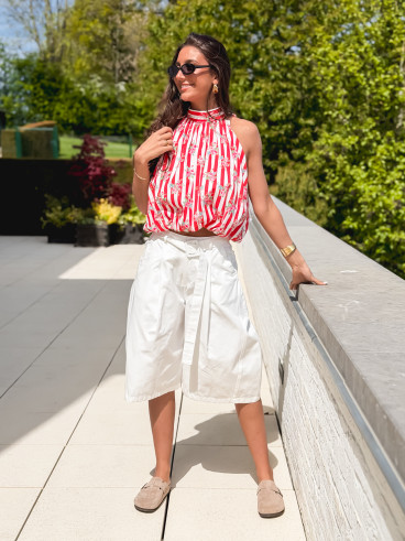 Blouse lignée Enelia - Rouge
