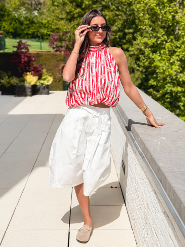 Blouse lignée Enelia - Rouge