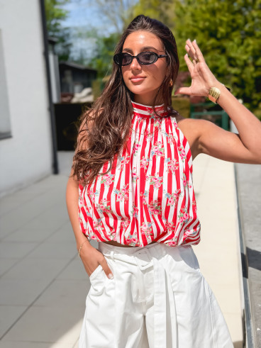 Blouse lignée Enelia - Rouge