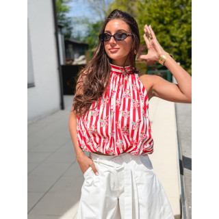 Blouse lignée Enelia - Rouge