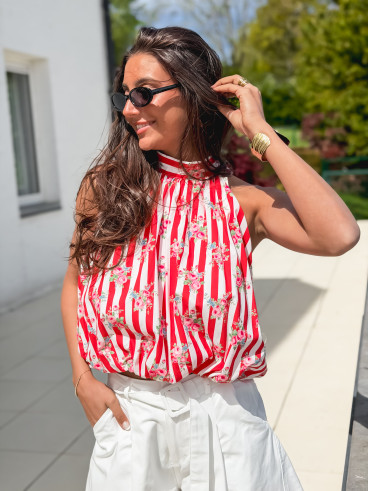 Blouse lignée Enelia - Rouge