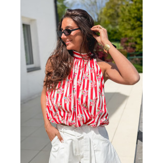 Blouse lignée Enelia - Rouge