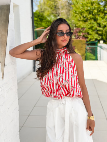 Blouse lignée Enelia - Rouge