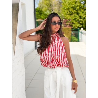 Blouse lignée Enelia - Rouge