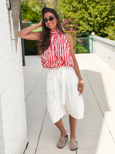 Blouse lignée Enelia - Rouge