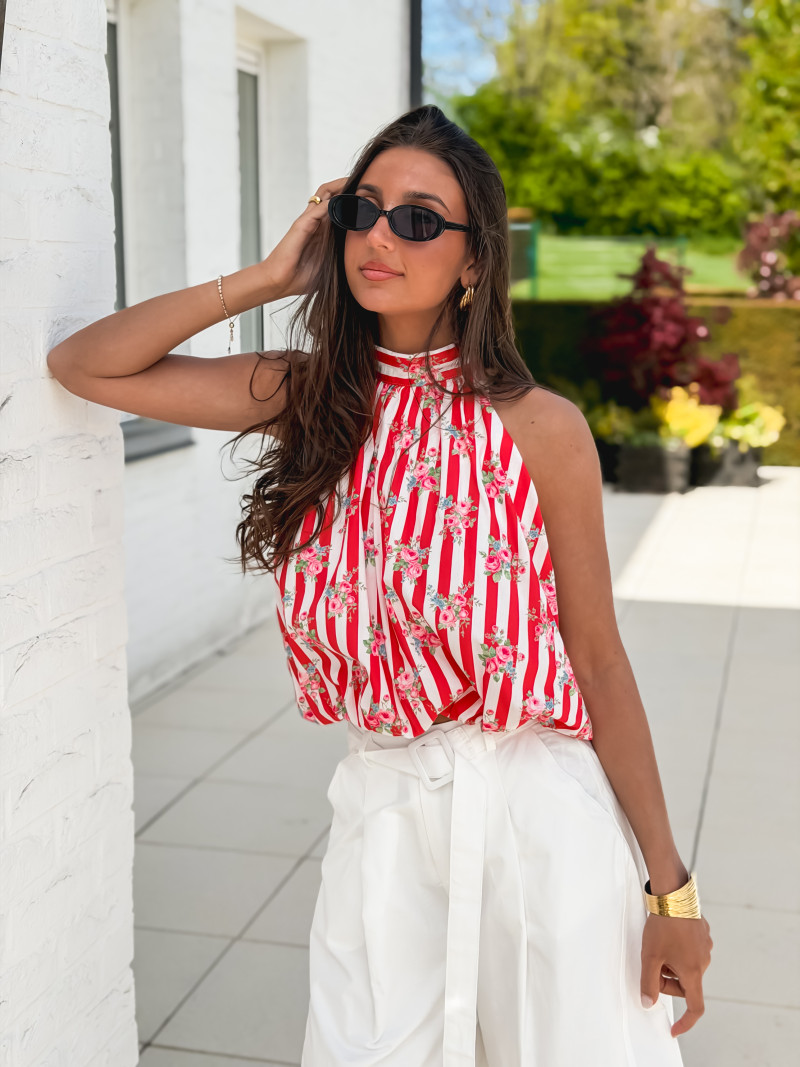 Blouse lignée Enelia - Rouge