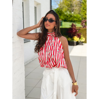 Blouse lignée Enelia - Rouge