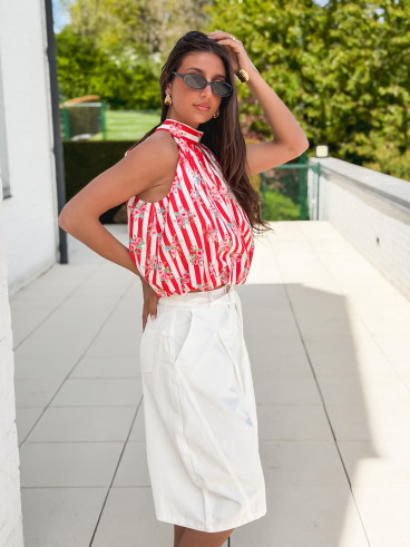 Blouse lignée Enelia - Rouge