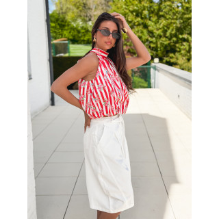 Blouse lignée Enelia - Rouge