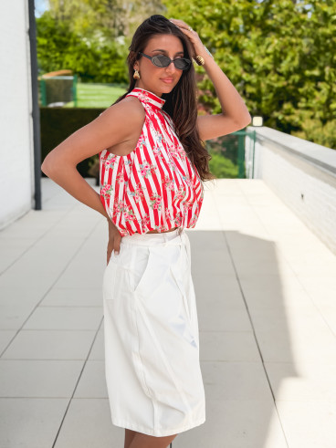 Blouse lignée Enelia - Rouge