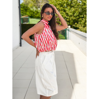 Blouse lignée Enelia - Rouge