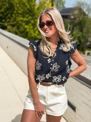 Blouse à motifs Emeline - Bleu marine