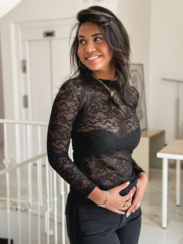 Blouse en dentelle Yséa - Noir