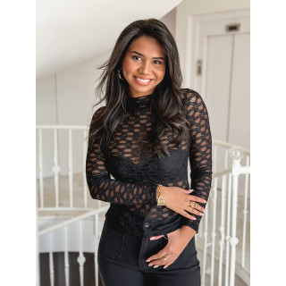 Blouse en dentelle Naïri - Noir