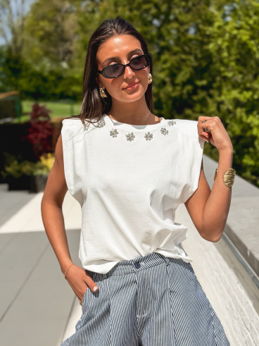 T-shirt sans manches Jaliya - Blanc