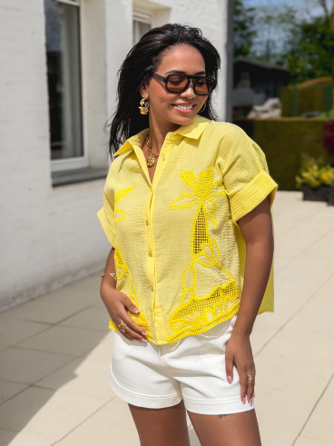 Chemise manches courtes Althéa - Jaune