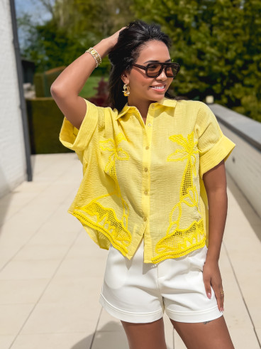Chemise manches courtes Althéa - Jaune