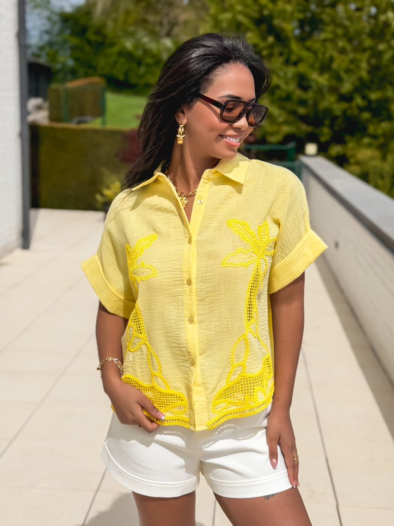 Chemise manches courtes Althéa - Jaune