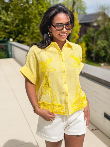 Chemise manches courtes Althéa - Jaune